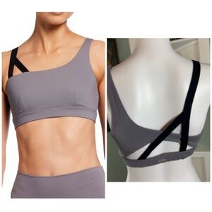ALO Yoga Repose Purple One-Shoulder Asymmetrical Sports Bra Medium M Lavender
